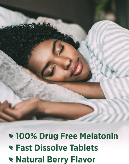 Melatonin 5mg - 200 Fast Dissolve Tablets, 100% Drug Free Supplement, Non-GMO & Gluten Free, Natural Berry Flavor by
