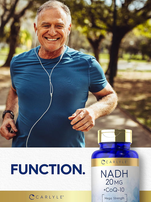 Carlyle NADH Supplement 20mg - with CoQ10, 60 Capsules, Mega Strength, Non-GMO, Gluten Free