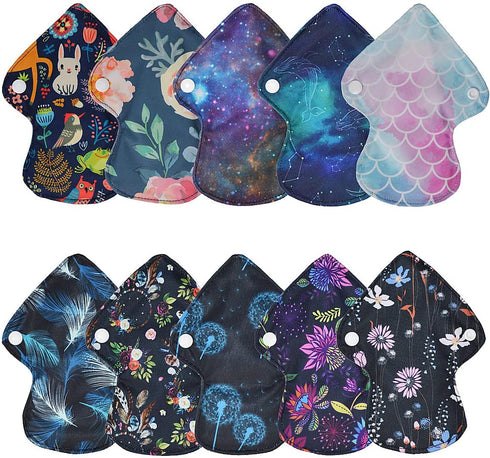 ReUseLife Thongs,7 inch 5 inch (10 Set) Cloth Mama Cloth/Menstrual Pads/Reusable Sanitary Pads Panty Liners for Length