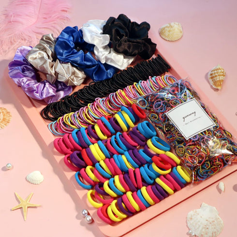 YANRONG Ponytail Holders and Scrunchies Mix for Girls and Women, Traceless Elastic Ropes, Rubber Bands (2155PCS)