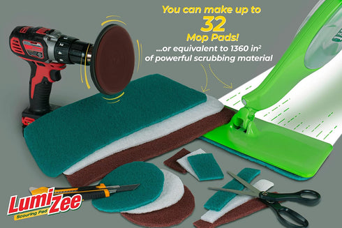 The Clever Cuisine 19ft 19ft 6in 0.3in (6m 15cm 8mm) Green Scrubbing Pad Roll Economy Size Medium Duty Abrasive Scrub