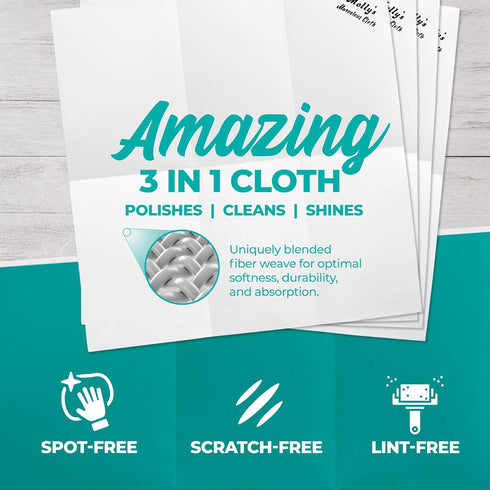 Molly's Marvelous Cloth, Streak-Free Microfiber Cleaning Cloth for Glass, Stainless Steel, Kitchen, Bath, Cars, 2pk