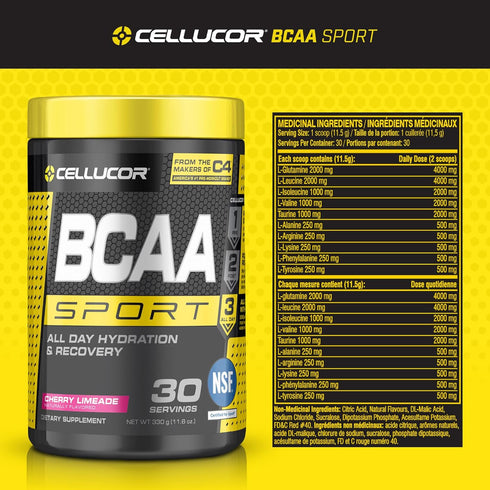 Cellucor BCAA Sport Powder, Sports Drink for Hydration & Recovery, Cherry Limeade, 30 Servings