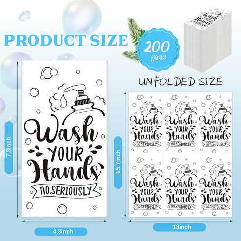 200 Packs Bathroom Paper Napkins Disposable Bathroom Paper Bathroom Guest Hand Towels Decorative Bathroom Paper Napkins for Hostess Gifts Shower Spa Wedding Birthday Party Supply (Black) by Seajan