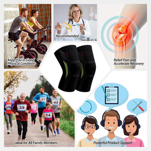 Knee Brace for Women & Men - UFITVELL 2 Packs Compression Sleeve for Knee Pain, Ideal for Gym, Running, Basketball