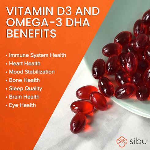 sibu Omega-7 Plus Softgels (60ct) – Sea Buckthorn Oil & Plant-Based Vitamin D3 & Omega-3 DHA - 30 Day Supply