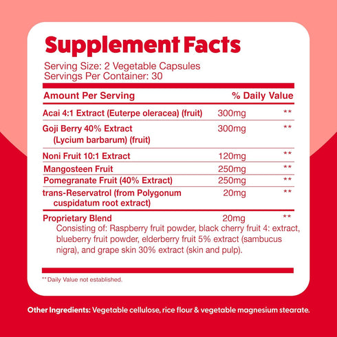Feel Great Vitamins Superfruit Reds – Antioxidant Superfood with Polyphenols for Anti-Aging & Immune Support, 60