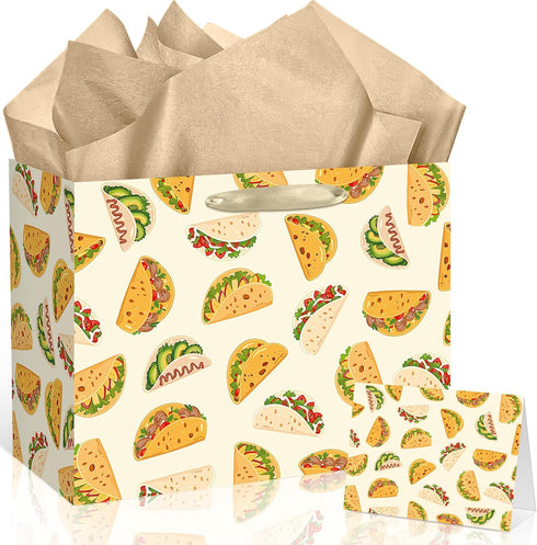 Peconal Taco Gift Bag Taco Mexican Fiesta Gift Wrapping Paper Bag with Handle