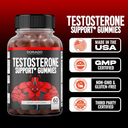 DORADO NUTRITION Testosterone Booster Gummies for Men: Premium Test Booster, 60 Count