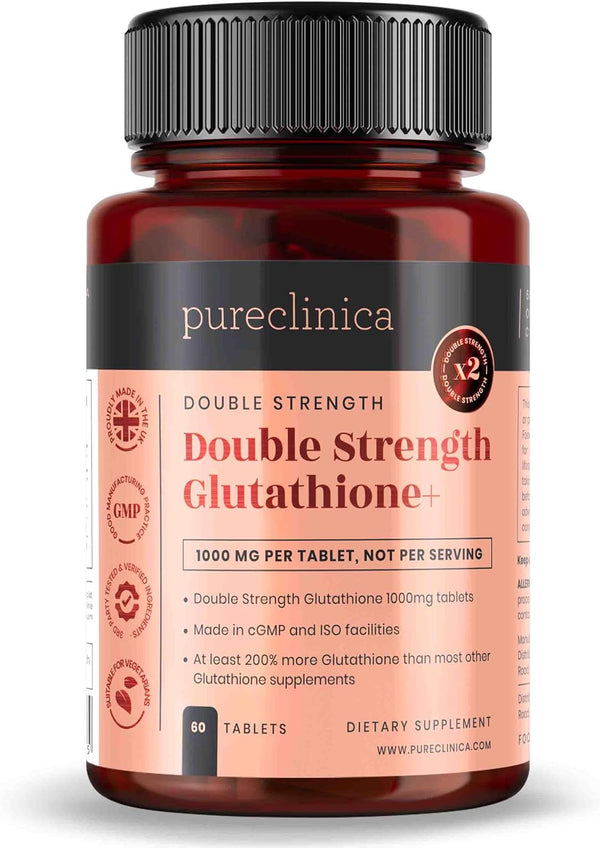 pureclinica Glutathione 1000mg x 60 Tablets - 500mg Glutathione, 300mg ALA, 200mg Vitamin C