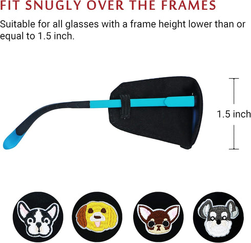 Cotton & Silk Eye Patch for Kids Glasses, Right Eye, Bulldog