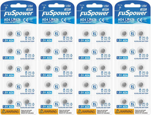 AG4 LR626 Battery 376 377 SR626SW 1.5V Alkaline Coin Cells (40 Count Pack)