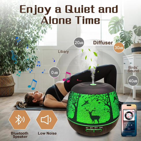 vinfucher 400ml Off,7 3 Essential Oil Diffuser for Bedroom Bluetooth,Diffusers for Home with R/C,Cool Mist Humidifier