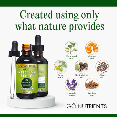 Go Nutrients Intestinal Edge – Gut Cleanse Detox Liquid for Women, Men, Children & Adults - 2oz Organic Herbal Support