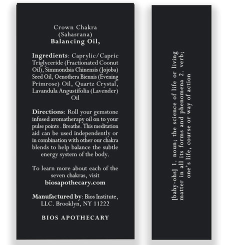 7th Chakra Balancing Oil - Sahasrara Crown Chakra Aromatherapy Roll On with White Quartz and Lavender