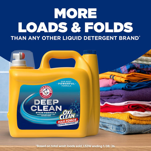 HAMMER 150 Oz, 100 ARM & Plus OxiClean Max Force Deep Clean Stain Formula Liquid Laundry Detergent, Sparkling Clean