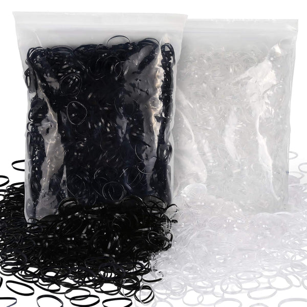 YGDZ 4000pcs Hair Rubber Bands, Clear Black Elastic Hair Ties for Toddlers Girls Baby Hair