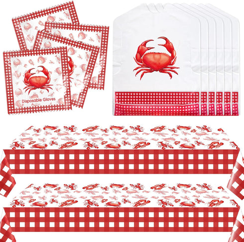Chicingyou Crawfish Boil Decorations with Plastic Table Cover Disposable Gloves and Lobster