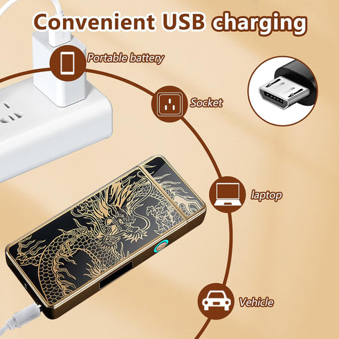 Electric Dragon Lighter - USB Rechargeable Plasma Lighter with LED Battery Indicator, Gift for Men