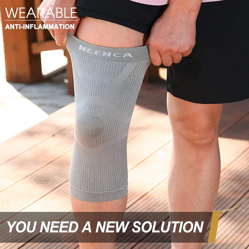 NEENCA Ultra-thin Knee Sleeve for Pain Relief, Light Compression Sleeve with Graphene Ions for Running and Sport
