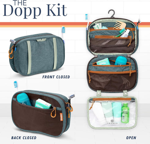 Toiletry Bag Kit Set: Hanging Travel Bag + 311 TSA Cosmetic Liquid Bag + Ultralight Organizer Pouch (Green)