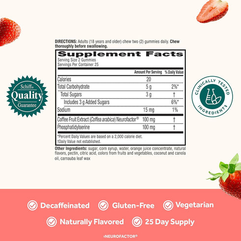 NEURIVA Brain Supplement for Memory & Focus, Caffeine-Free Gummies with Phosphatidylserine & Neurofactor