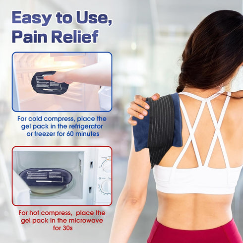 Ice Packs for Injuries, 4 Pack Reusable Hot and Cold Gel Packs with 2 Adjustable Flexible Wraps for Pain Relief