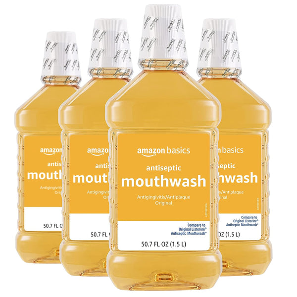 Amazon Basics Antiseptic Mouthwash | Original Flavor | 1.5 Liters | 4-Pack (Previously Solimo)