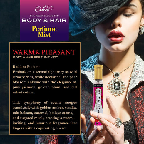 Esha Body & Hair Perfume Mist for Women - Eau de Parfum with Sweet Strawberry, Nectarine, Amber