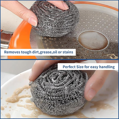 Stainless Steel Scrubber Scrubbing Pad, Magic Eraser Sponges for Clean Pot Pan and Broiler Rack, 10Pcs