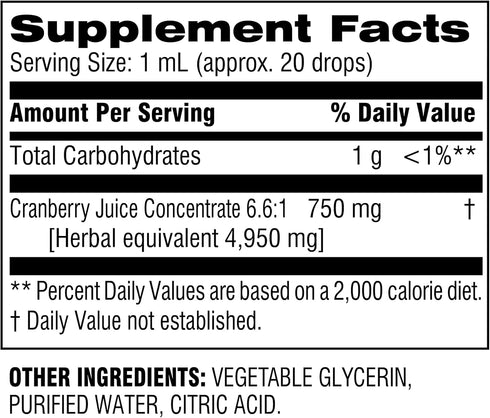 Botanic Choice Cranberry Liquid Extract, Herbal Supplement, 1 Ounce, Alcohol Free, Gluten Free, Fast Acting