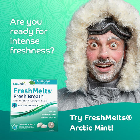 Oracoat FreshMelts Fresh Breath Stick-on Melts, 60 Count Non-Acidic & Sugar-Free Breath Freshener, Arctic Mint