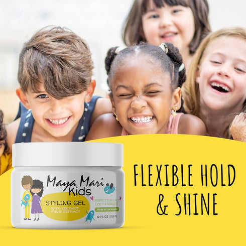 Kids Hair Styling Gel with Coconut Extract - Safe & Gentle Baby Hair Gel, Sulfate-Free for Boys & Girls, 12 oz