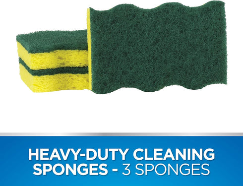 Dawn - 438059 Heavy-Duty Sponges, 3 Pack, Green and Yellow