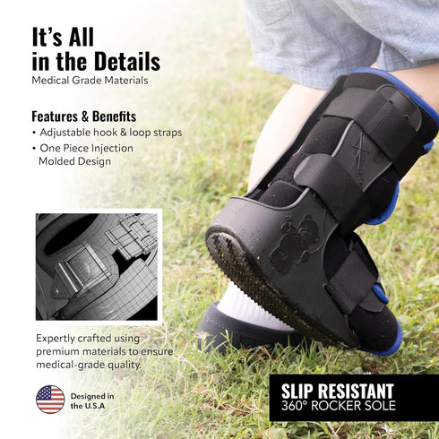 Pediatric Buddy Boot, Kids Medical Grade Ankle Support Brace, Small, Black for Sprain & Injury Recovery