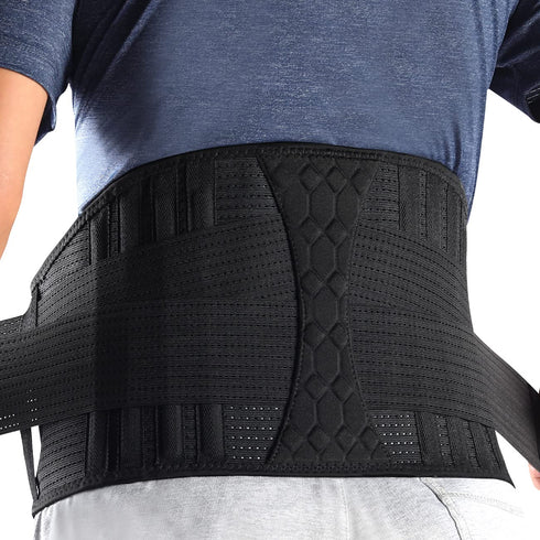 Lumbar Support Belt Lower Back Brace for Lifting - Breathable Support for Herniated Disc, Sciatica Pain Relief for Men