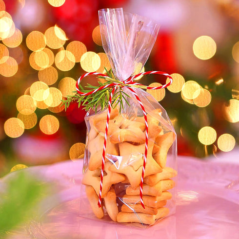 Augshy 300 Pcs 6x8" Treat Cello Bags - 300 Twist Ties, 1.4 Mils Thickness OPP Plastic Bags for Wrapping