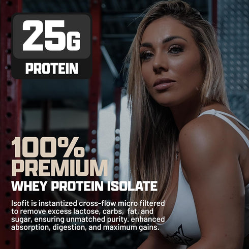 Nutrex Research IsoFit Vanilla Whey Isolate Protein Powder, 30 Servings, Muscle Recovery