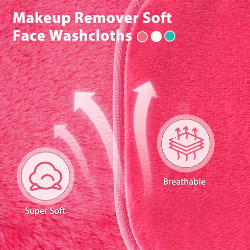 Reusable Microfiber Makeup Removing Cloth for Sensitive Skin, Washable Towels, Natural Facial Cleansing (6”x 6”, 12