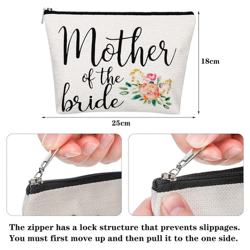 Weewooday 2 Pack Mother of the Groom and Bride Gifts Makeup Bags Floral Canvas Cosmetic Travel Toiletry Bag