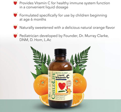 CHILDLIFE ESSENTIALS Liquid Vitamin C for Infants, Toddlers & Kids - Immune Support, All-Natural, 4 Oz