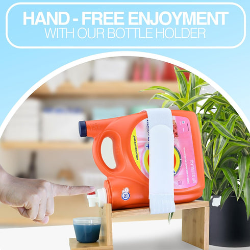 Skywin Wood Laundry Detergent Holder & Drip Tray Catcher, Wood Soap Dispenser, Laundry Bottle Stand, Organizer.
