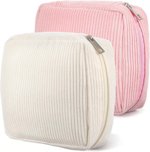 JIEYAO 2Pcs Corduroy Sanitary Napkin Storage Bag, Portable Period Bag for Women, Cute