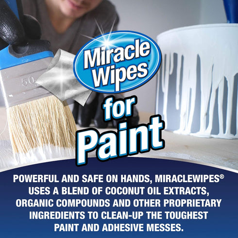MiracleWipes for Paint Prep & Cleanup, 60 Count - Remove Tough Grime, Wet Paint, Caulking, Epoxy from Hands & Tools