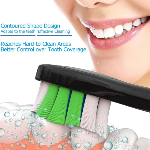 Replacement Toothbrush Heads - 12 Pack Compatible with Philips Sonicare Electric Toothbrush (12 Black)