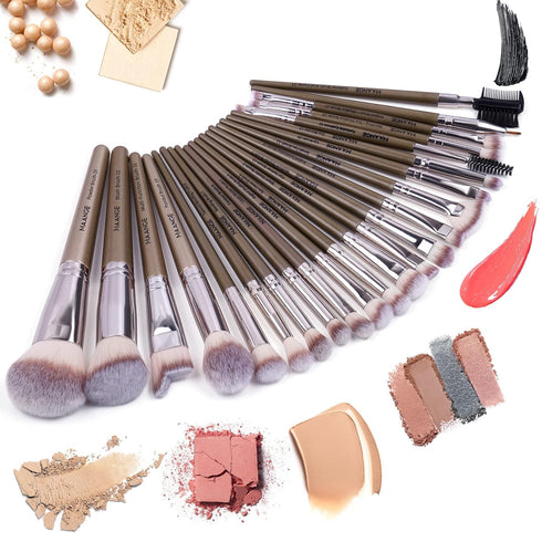 MAANGE 23 Pcs Premium Synthetic Makeup Brush Set, Professional Face Powder Blush Eyeshadow Blending Kit (Champagne)