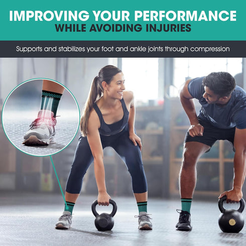 Modvel Foot & Ankle Brace Socks for Sprained Ankle, Compression Sleeve for Women & Men