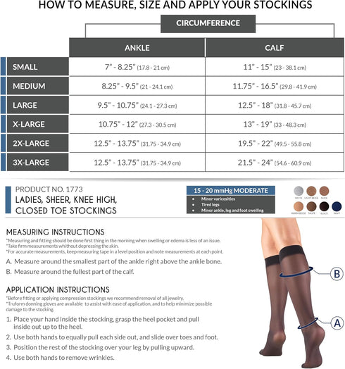 Truform Sheer Compression Stockings, 15-20 mmHg, Women's Knee High, Pink, X-Large