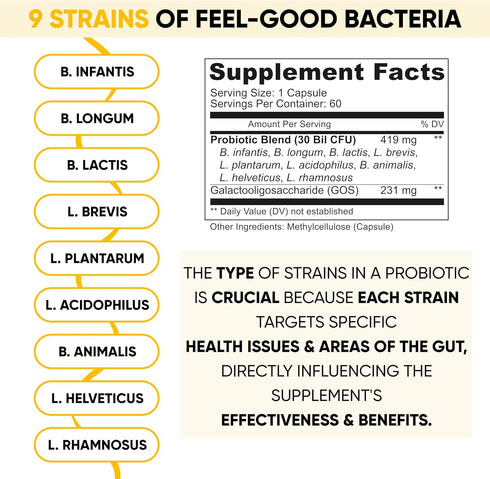 Lifted Naturals Mood Boosting Probiotic - 30 Billion CFU, Mood Support Supplement, 60 Capsules