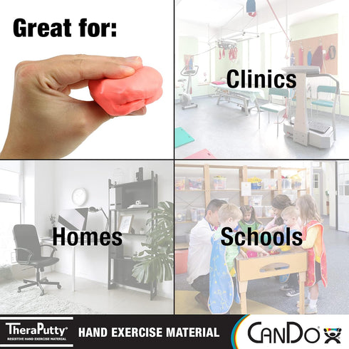 CanDo Theraputty Plus Hand Exercise Putty for Hand Therapy, Rehabilitation, Strengthening, Stress Relief - Red 3 oz